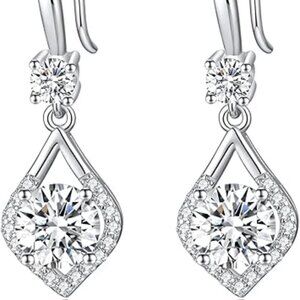 2CT Moissanite Dangle Earrings, Mermaid Tear D Color Ideal Cut Simulated Moissan